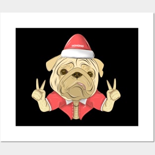 santa pug puppy Posters and Art